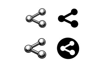Four share icons: retro black and white modern rounded designs