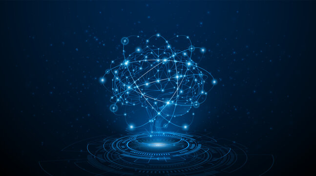 Artificial neural network or artificial intelligence brain. Digital brain science for future learning. modern technology innovation concept background