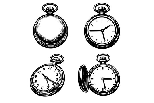 Vintage pocket watch set: classic elegance and timeless design in blac