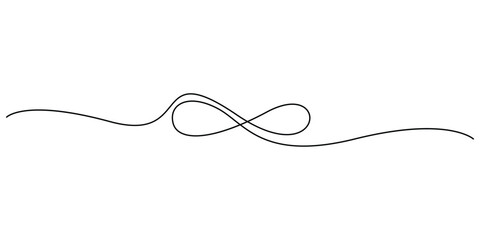 Continuous line drawing of an infinity symbol on a horizontal line Minimalist one line art of an infinity loop for eternal love concepts Single line illustration of the infinity sign © MD