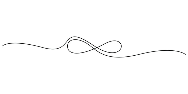 Continuous line drawing of an infinity symbol on a horizontal line Minimalist one line art of an infinity loop for eternal love concepts Single line illustration of the infinity sign