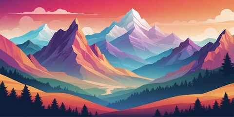 A majestic panorama of the snow-capped Alps peaks at dawn reveals the beauty of a misty mountain valley under a glowing sunset sky filled with clouds © Razu Ahmed Emran 2