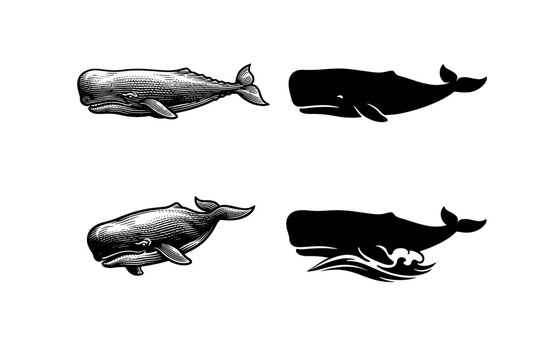 Vintage and silhouette sperm whales: art and design