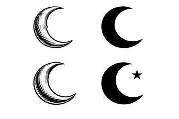 Obraz premium Vintage and modern crescent moon designs with star variation