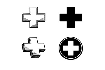 Obraz premium Set of four cross symbols in various styles and designs