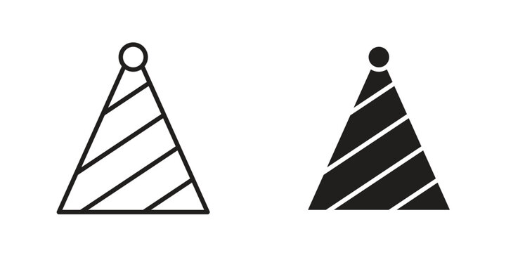 Birthday hat icons. Vector illustration. Editable stroke. Isolated icon suitable for web,