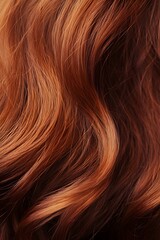 Fototapeta premium Extreme close up of wavy auburn hair texture brown