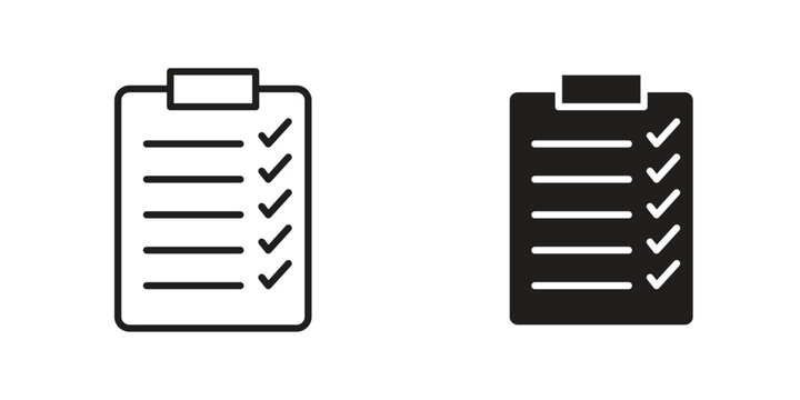 Clipboard check icons. Vector illustration. Editable stroke. Isolated icon suitable for web,