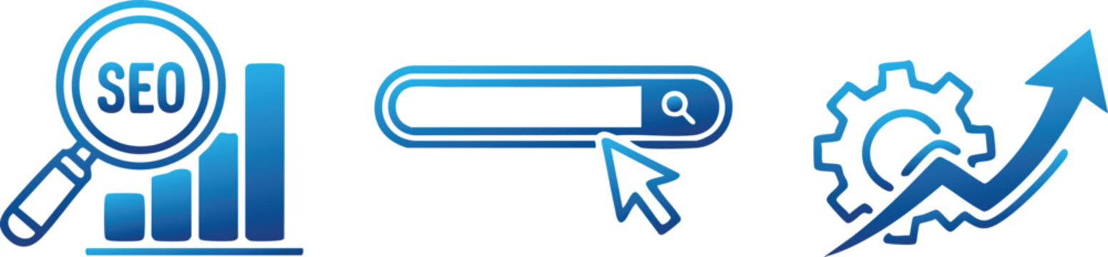 Website SEO Optimization and Growth Strategy Icon Set