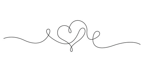 Fototapeta premium One Line Drawing of a Heart Shape for Love and Romance Minimalist Continuous Line Art of a Heart Symbolizing Passion and Connection