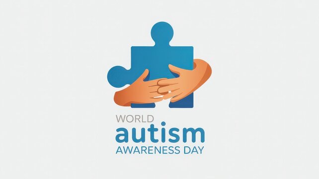 World autism awareness day logo with puzzle piece and handshake