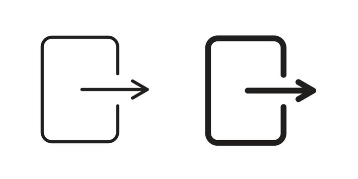 Exit icons. Vector illustration. Editable stroke. Isolated icon suitable for web,