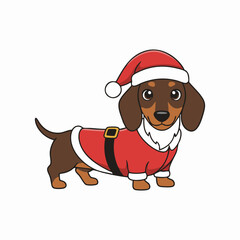 Obraz premium cute dachshund dog in santa claus costume