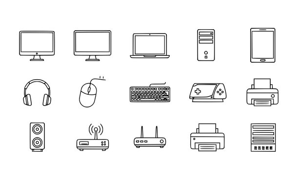 Electronic Devices Thin Line Icon Set &ndash; Outline Vector Symbol Collection