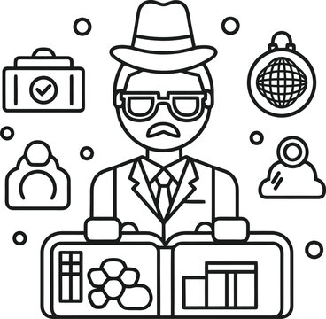 april fool line art flat llustration isolated on white bg
