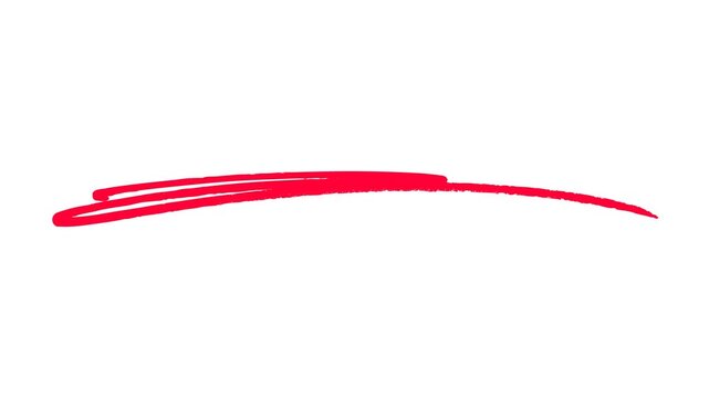 Hand-Drawn Red Highlighter Line Animation, Red underline highlighter animation, sketching elements on a transparent background.