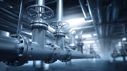 Fototapeta premium Industrial Cryogenic Distribution Manifold with Multiple Valves and Flow Control Systems