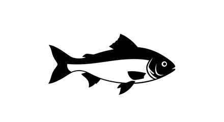 Obraz premium Black and white silhouette of a fish, isolated on a white background