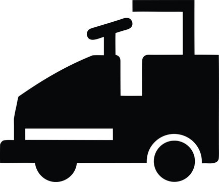 ice resurfacer zamboni silhouette line art vector illustration on transparent background