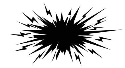 Abstract Black Burst Explosion with Lightning Rays on Isolated White Background © Ahmat