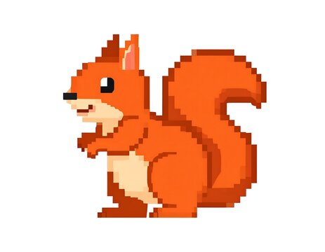 Pixel art of a cute squirrel.