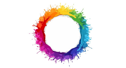 Colorful Holi Festival Day Frame with rainbow paint splashes on a white background for decoration and design
