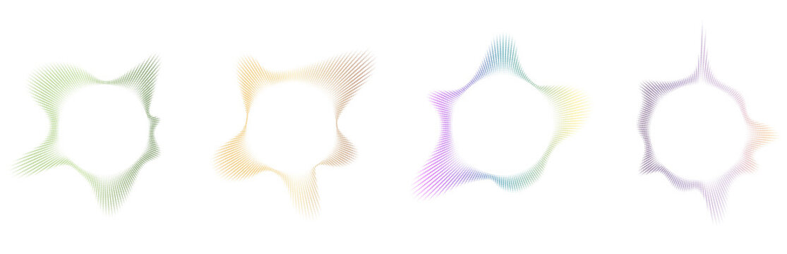 Abstract Circular Sound Wave with Colorful Gradient square Dotted Radial Spectrum, Modern Audio Equalizer Ring Design. Vector, Illustrator.