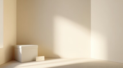 Minimal Off White Corner Scene with Small Envelope and Soft Light