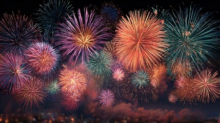 Fototapeta premium Night Sky Pattern with Pyrotechnics