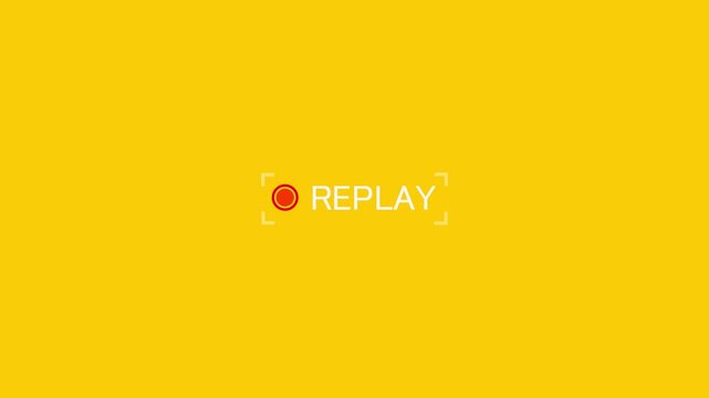 Video replay button icon stylized alpha channel transparent perfect for multimedia websites, video playlists, music apps, Simple replay sign icon animation on yellow. 4k 
