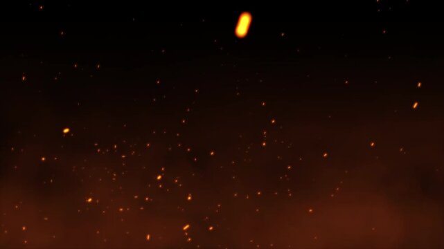 4k stock | Orange cloud smoke fire sparks rising up video overlay motion alpha channel embers particles background effect suitable for dramatic scenes, magical effects, or energetic backgrounds.