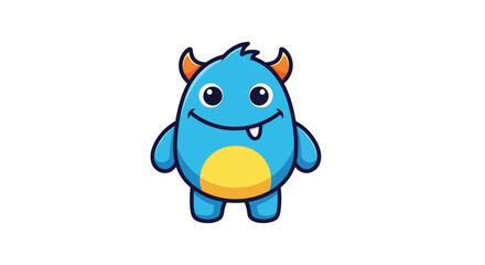 Naklejka premium Smiling Blue Monster Cartoon Character Illustration