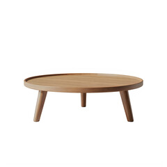 Fototapeta premium Round wooden coffee table with tapered legs isolated on a transparent background