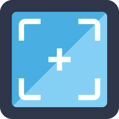 Obraz premium Camera viewfinder icon showing a central crosshair and corner brackets for focusing