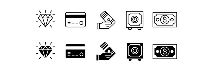 Money icon set. Dollar and Euro symbol. Vector illustration.