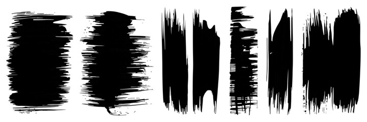 Set of grunge rolled ink stamp textures handmade with brayer. Letterpress vintage rough irregular rectangle vertical backgrounds Linocut relief printing shapes vector illustration