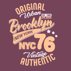 Brooklyn Sport wear New York City typography emblem, t-shirt stamp graphics, tee print, athletic apparel design