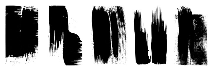 Set of grunge rolled ink stamp textures handmade with brayer. Letterpress vintage rough irregular rectangle vertical backgrounds Linocut relief printing shapes vector illustration