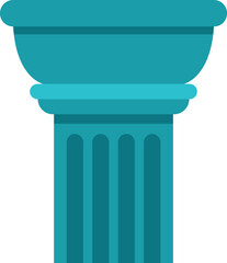 Naklejka premium Teal architectural column capital with fluted shaft detail on white background