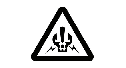 Danger warning sign with skull and lightning bolts
