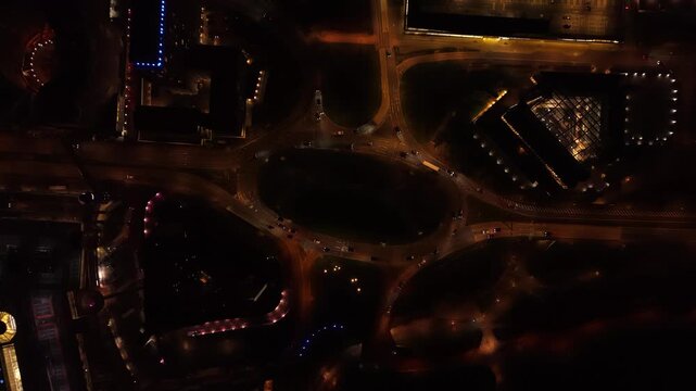 Basingstoke Shopping Centre from above, Hampshire, UK - Night