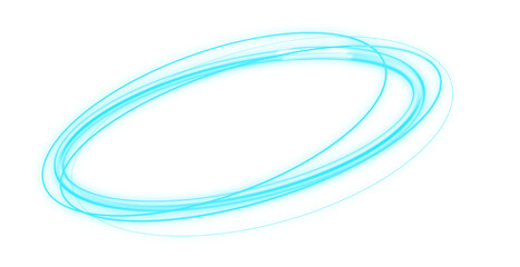 Neon blue glowing circle portal isolated on transparent background png creative element © Julllia