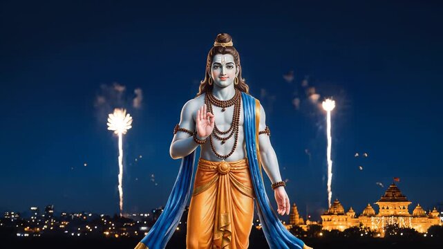 Lord Rama Blessing with Fireworks for Ram Navami Celebration