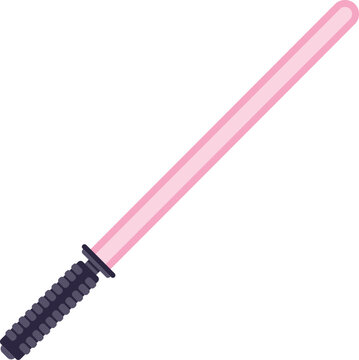 Science fiction laser sword in a pink color, graphic vector illustration