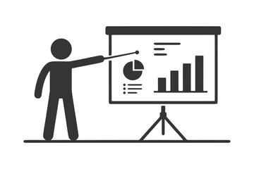 プレゼンする人物のシルエットアイコン