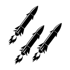 Guided Precision Missile Launch Projectile Weapons Icon Silhouette Illustration Vector