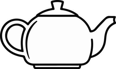 Obraz premium A simple, black and white outline of a classic teapot