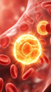 Thyroid hormone t3 t4 blood cell circulation in artery vein vessel medical background glowing plasma particle abstract science health concept anatomy biology healthcare illustration