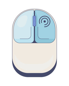 Right click modern computer mouse button. Opening context menu action in software. Rounded peripheral device icon for pc, laptop. Cursor control. Isolated vector illustration. Input hardware element