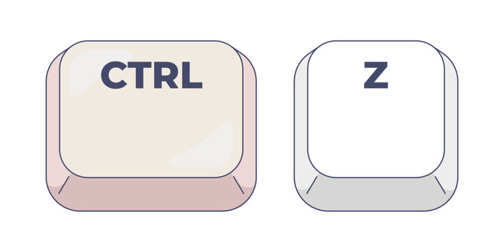 Ctrl Z letter computer keyboard shortcut. Undo last action in application and text editor. Command reversal. Hotkey combo buttons for pc and laptop. Fast software efficiency. Flat vector illustration